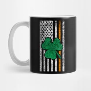 Vintage Irish Lucky Shamrock American Flag St Patricks Day Mug